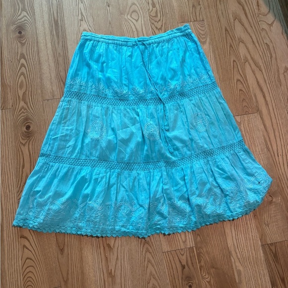 Vibrant Blue Maxi Flowy Skirt 100% Cotton - Picture 1 of 3